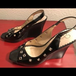 Jessica Simpson Black Wedge Open-Toe Sandals